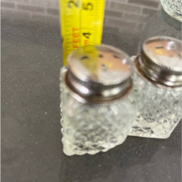 VINTAGE INDIANA GLASS CLEAR DIAMOND POINT 4 pc SET! Syrup, Sugar Salt & Pepper - Picture 14 of 14